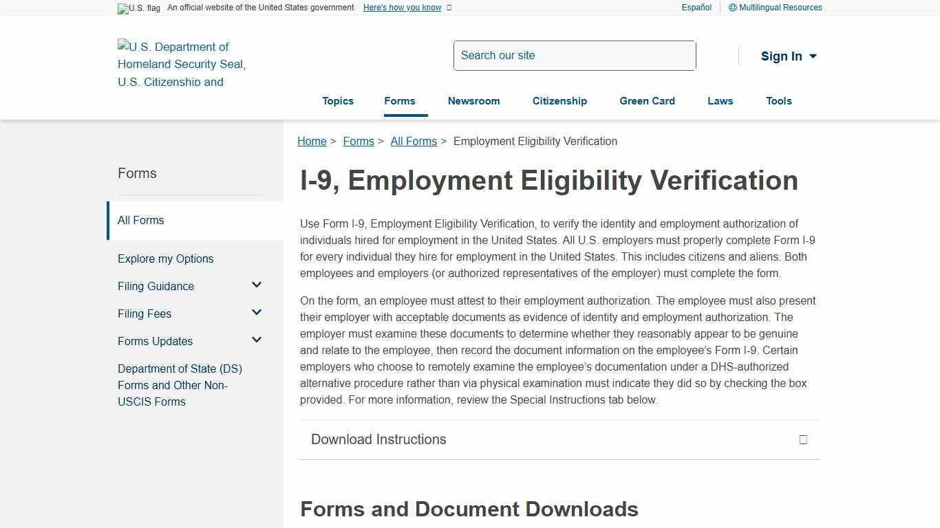 Employment Eligibility Verification USCIS